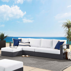Tahoe Gray/White 3-Piece Outdoor Patio Powder-Coated Aluminum Left-Facing Chaise Sectional Sofa Set - Ornate Home