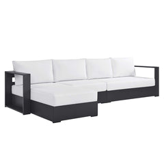 Tahoe Gray/White 3-Piece Outdoor Patio Powder-Coated Aluminum Left-Facing Chaise Sectional Sofa Set - Ornate Home