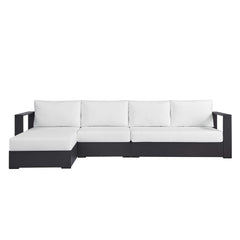 Tahoe Gray/White 3-Piece Outdoor Patio Powder-Coated Aluminum Left-Facing Chaise Sectional Sofa Set - Ornate Home