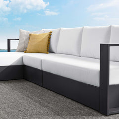 Tahoe Gray/White 3-Piece Outdoor Patio Powder-Coated Aluminum Left-Facing Chaise Sectional Sofa Set - Ornate Home