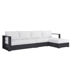Tahoe Gray/White 3-Piece Outdoor Patio Powder-Coated Aluminum Right-Facing Chaise Sectional Sofa Set - Ornate Home