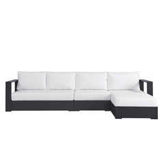 Tahoe Gray/White 3-Piece Outdoor Patio Powder-Coated Aluminum Right-Facing Chaise Sectional Sofa Set - Ornate Home