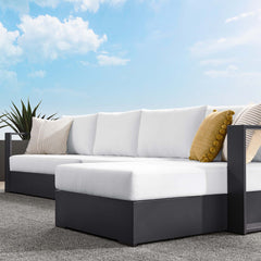 Tahoe Gray/White 3-Piece Outdoor Patio Powder-Coated Aluminum Right-Facing Chaise Sectional Sofa Set - Ornate Home