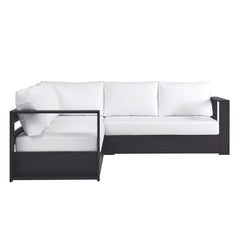 Tahoe Gray/White 3-Piece Outdoor Patio Powder-Coated Aluminum Sectional Sofa Set - Ornate Home