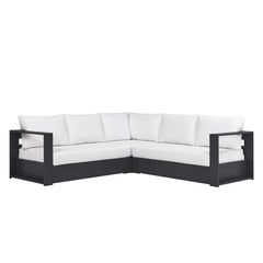Tahoe Gray/White 3-Piece Outdoor Patio Powder-Coated Aluminum Sectional Sofa Set - Ornate Home