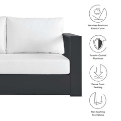 Tahoe Gray/White 3-Piece Outdoor Patio Powder-Coated Aluminum Sectional Sofa Set - Ornate Home