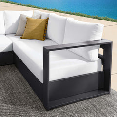 Tahoe Gray/White 3-Piece Outdoor Patio Powder-Coated Aluminum Sectional Sofa Set - Ornate Home
