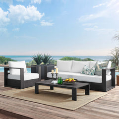 Tahoe Gray/White 3-Piece Outdoor Patio Powder-Coated Aluminum Set - Ornate Home