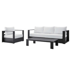 Tahoe Gray/White 3-Piece Outdoor Patio Powder-Coated Aluminum Set - Ornate Home