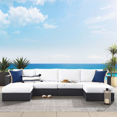 Tahoe Gray/White 4-Piece Outdoor Patio Powder-Coated Aluminum Sectional Sofa Set - Ornate Home
