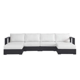 Tahoe Gray/White 4-Piece Outdoor Patio Powder-Coated Aluminum Sectional Sofa Set - Ornate Home
