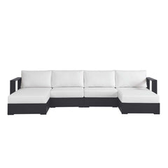 Tahoe Gray/White 4-Piece Outdoor Patio Powder-Coated Aluminum Sectional Sofa Set - Ornate Home