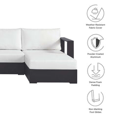 Tahoe Gray/White 4-Piece Outdoor Patio Powder-Coated Aluminum Sectional Sofa Set - Ornate Home