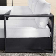 Tahoe Gray/White 4-Piece Outdoor Patio Powder-Coated Aluminum Sectional Sofa Set - Ornate Home