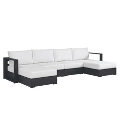 Tahoe Gray/White 4-Piece Outdoor Patio Powder-Coated Aluminum Sectional Sofa Set - Ornate Home