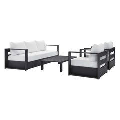 Tahoe Gray/White 4-Piece Outdoor Patio Powder-Coated Aluminum Set - Ornate Home