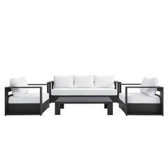 Tahoe Gray/White 4-Piece Outdoor Patio Powder-Coated Aluminum Set - Ornate Home