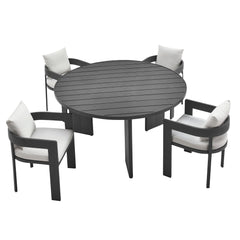 Tahoe Gray/White 5-Piece Outdoor Patio Aluminum Dining Set - Ornate Home