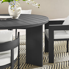 Tahoe Gray/White 5-Piece Outdoor Patio Aluminum Dining Set - Ornate Home