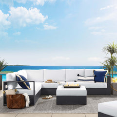 Tahoe Gray/White 5-Piece Outdoor Patio Powder-Coated Aluminum Sectional Sofa Set - Ornate Home
