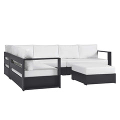 Tahoe Gray/White 5-Piece Outdoor Patio Powder-Coated Aluminum Sectional Sofa Set - Ornate Home
