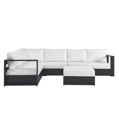 Tahoe Gray/White 5-Piece Outdoor Patio Powder-Coated Aluminum Sectional Sofa Set - Ornate Home