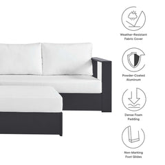 Tahoe Gray/White 5-Piece Outdoor Patio Powder-Coated Aluminum Sectional Sofa Set - Ornate Home