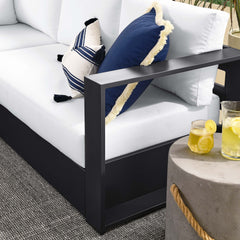 Tahoe Gray/White 5-Piece Outdoor Patio Powder-Coated Aluminum Sectional Sofa Set - Ornate Home