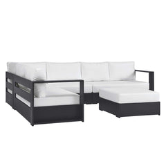 Tahoe Gray/White 5-Piece Outdoor Patio Powder-Coated Aluminum Sectional Sofa Set - Ornate Home