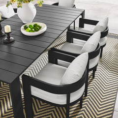 Tahoe Gray/White 9-Piece Outdoor Patio Aluminum Dining Set - Ornate Home