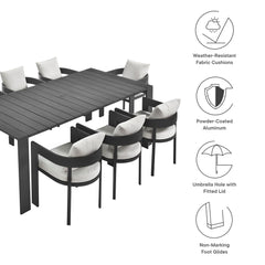 Tahoe Gray/White 9-Piece Outdoor Patio Aluminum Dining Set - Ornate Home