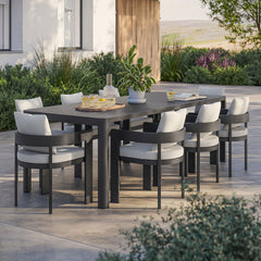 Tahoe Gray/White 9-Piece Outdoor Patio Aluminum Dining Set With Extendable Table - Ornate Home