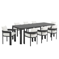 Tahoe Gray/White 9-Piece Outdoor Patio Aluminum Dining Set With Extendable Table - Ornate Home