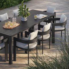 Tahoe Gray/White 9-Piece Outdoor Patio Aluminum Dining Set With Extendable Table - Ornate Home