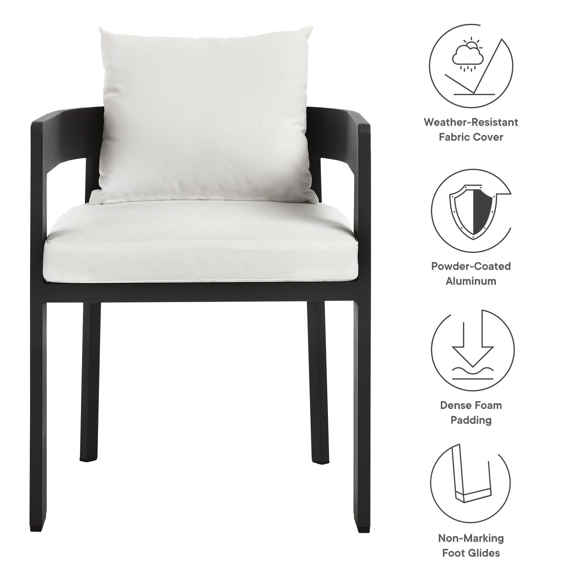 Tahoe Gray/White Outdoor Patio Aluminum Dining Chair - Ornate Home