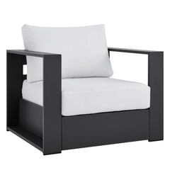 Tahoe Gray/White Outdoor Patio Powder-Coated Aluminum Armchair - Ornate Home