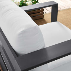 Tahoe Gray/White Outdoor Patio Powder-Coated Aluminum Armchair - Ornate Home