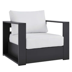 Tahoe Gray/White Outdoor Patio Powder-Coated Aluminum Armchair - Ornate Home