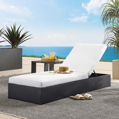 Tahoe Gray/White Outdoor Patio Powder-Coated Aluminum Chaise Lounge Chair - Ornate Home