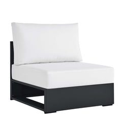 Tahoe Gray/White Outdoor Patio Powder-Coated Aluminum Modular Armless Chair - Ornate Home