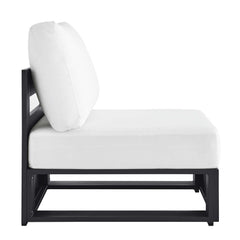 Tahoe Gray/White Outdoor Patio Powder-Coated Aluminum Modular Armless Chair - Ornate Home