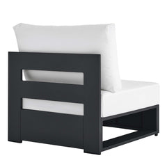 Tahoe Gray/White Outdoor Patio Powder-Coated Aluminum Modular Armless Chair - Ornate Home