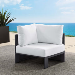 Tahoe Gray/White Outdoor Patio Powder-Coated Aluminum Modular Corner Chair - Ornate Home