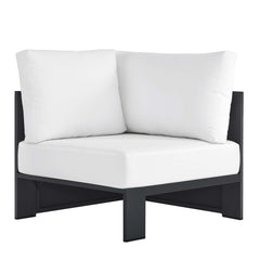 Tahoe Gray/White Outdoor Patio Powder-Coated Aluminum Modular Corner Chair - Ornate Home