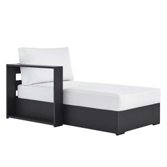 Tahoe Gray/White Outdoor Patio Powder-Coated Aluminum Modular Left-Facing Chaise Lounge - Ornate Home