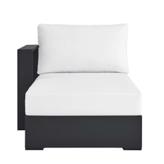 Tahoe Gray/White Outdoor Patio Powder-Coated Aluminum Modular Left-Facing Chaise Lounge - Ornate Home