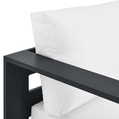 Tahoe Gray/White Outdoor Patio Powder-Coated Aluminum Modular Left-Facing Chaise Lounge - Ornate Home