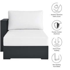 Tahoe Gray/White Outdoor Patio Powder-Coated Aluminum Modular Left-Facing Chaise Lounge - Ornate Home