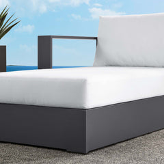 Tahoe Gray/White Outdoor Patio Powder-Coated Aluminum Modular Left-Facing Chaise Lounge - Ornate Home
