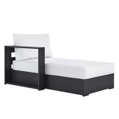 Tahoe Gray/White Outdoor Patio Powder-Coated Aluminum Modular Left-Facing Chaise Lounge - Ornate Home